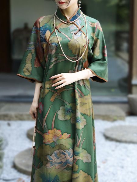ethnic clothing 2021 flower print oriental dress half sleeve qipao traditional chinese cheongsam lady elegant party, Red
ethnic clothing 2021 flower print oriental dress half sleeve qipao traditional chinese cheongsam lady elegant party, Red