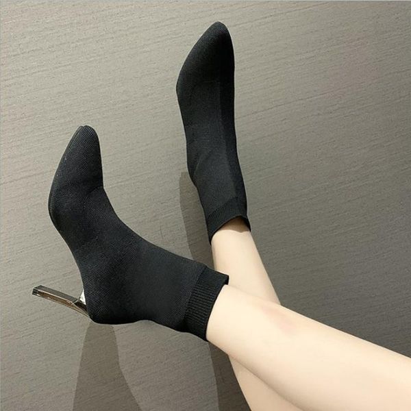boots women's high-heeled 2021 autumn pointed toe flying stretch cloth stiletto, Black
boots women's high-heeled 2021 autumn pointed toe flying stretch cloth stiletto, Black