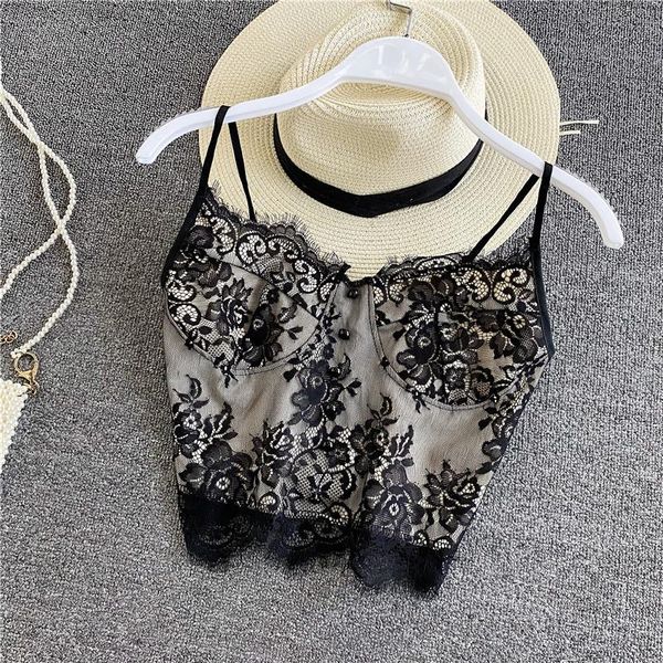 women's tanks & camis ins women lace fashion nightclub sleeveless dance performance vest high street bustier cr, White 
women's tanks & camis ins women lace fashion nightclub sleeveless dance performance vest high street bustier cr, White