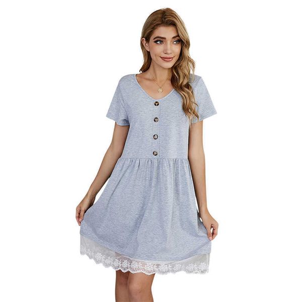 women lace sundress casual solid women dresses for home short sleeve o-neck a-line cottagecore dress elegant clothes 210712, Black;gray
women lace sundress casual solid women dresses for home short sleeve o-neck a-line cottagecore dress elegant clothes 210712, Black;gray