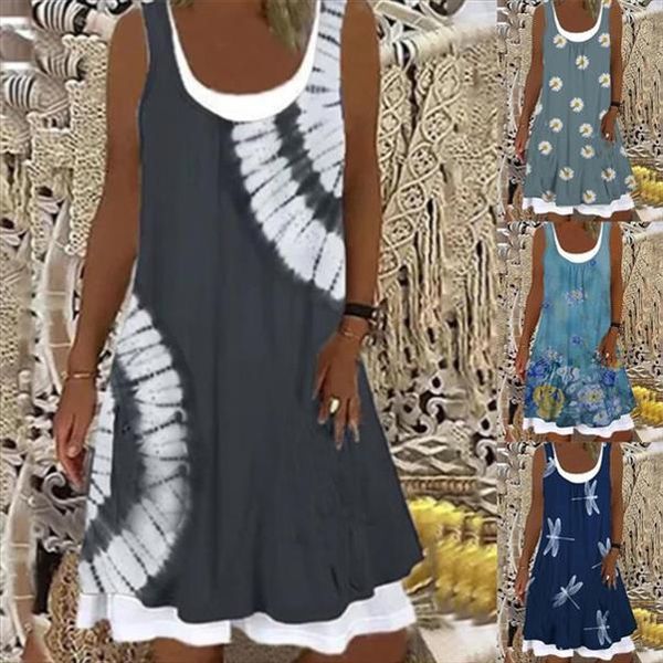 summer tank casual sleeveless women dresses floral print splice o neck mini retro denim style loose plus size, Black;gray
summer tank casual sleeveless women dresses floral print splice o neck mini retro denim style loose plus size, Black;gray