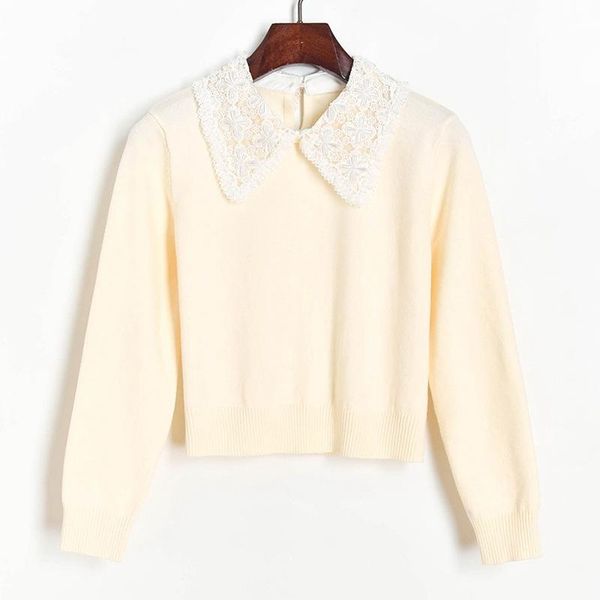 women's sweaters princess sweater sweet pullovers lace beaded doll collar crop autumn winter long sleeve knitted pullover, White;black
women's sweaters princess sweater sweet pullovers lace beaded doll collar crop autumn winter long sleeve knitted pullover, White;black