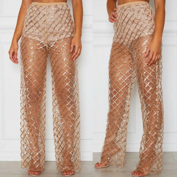 crochet sequins beach women pant wide leg lace mesh sheer high waist see through casual plaid trousers clubwear, Black;white
crochet sequins beach women pant wide leg lace mesh sheer high waist see through casual plaid trousers clubwear, Black;white