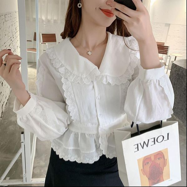 vintage peter womens shirts pan collar lace woman shirt long sleeve slim waist autumn female girls blouses, White
vintage peter womens shirts pan collar lace woman shirt long sleeve slim waist autumn female girls blouses, White