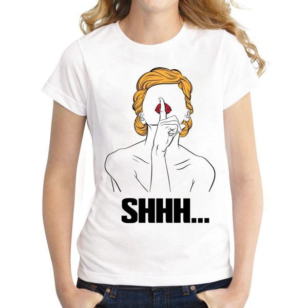 blonde hair girl print t-shirt crew neck pullover, White
blonde hair girl print t-shirt crew neck pullover, White