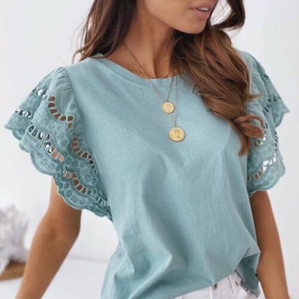 women's blouses & shirts women summer solid blouse casual lace hollow out short sleeve o-neck and bloues blusas roupas femininas femal, White
women's blouses & shirts women summer solid blouse casual lace hollow out short sleeve o-neck and bloues blusas roupas femininas femal, White