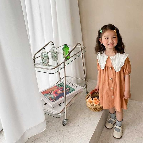 summer turndown collar short sleeve dress girls cute cotton loose single breasted princess dresses 1-7 y 210615, Red;yellow
summer turndown collar short sleeve dress girls cute cotton loose single breasted princess dresses 1-7 y 210615, Red;yellow
