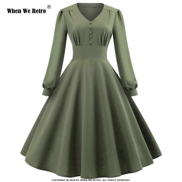 casual dresses women solid long sleeve spring autumn vintage button v-neck plus size female ladies a-line midi qy0902, Black;gray
casual dresses women solid long sleeve spring autumn vintage button v-neck plus size female ladies a-line midi qy0902, Black;gray