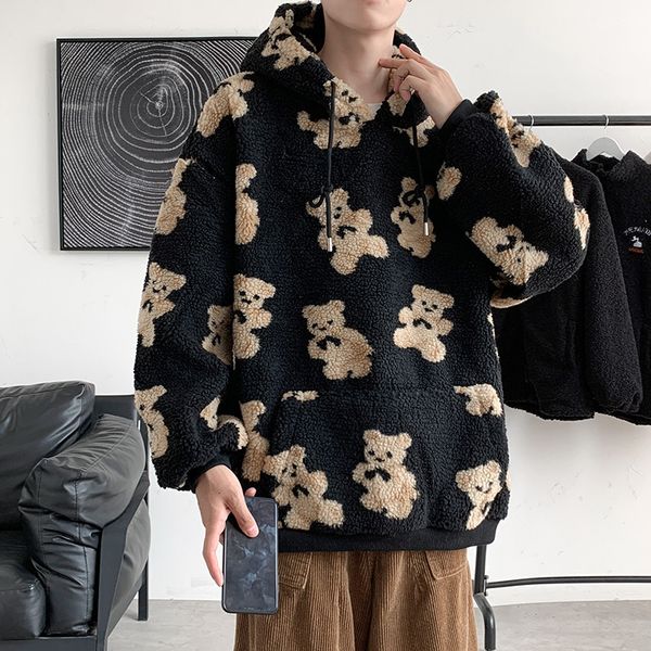 hoodies lamb wool sweater fashion ins hoodie loose full cartoon print men's winter coat, Black
hoodies lamb wool sweater fashion ins hoodie loose full cartoon print men's winter coat, Black