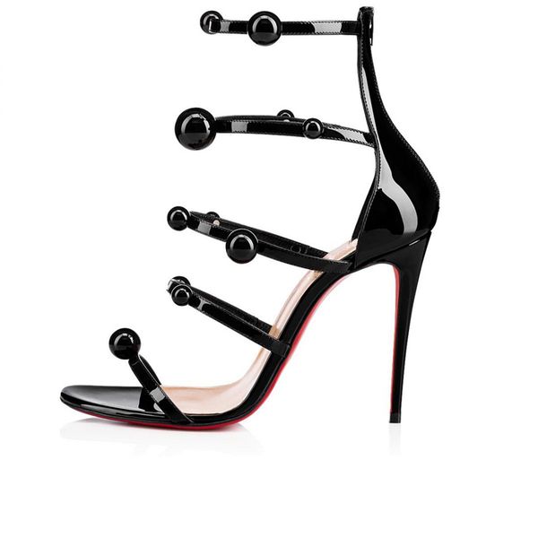 women shoes beading sandals summer sophisticated fashion open toes patent leather high heel red bottom, Black
women shoes beading sandals summer sophisticated fashion open toes patent leather high heel red bottom, Black
