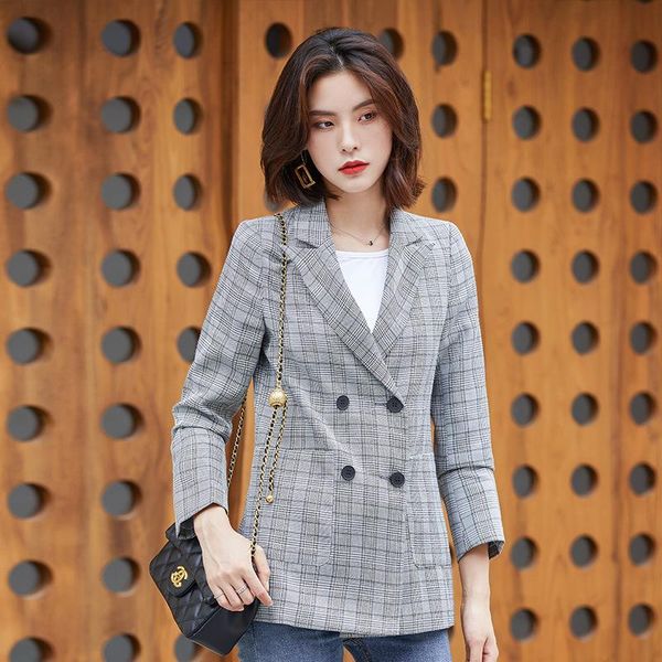 women's suits & blazers grid suit jacket woman polyester double breasted regular coat long-sleeve notched collar, White;black
women's suits & blazers grid suit jacket woman polyester double breasted regular coat long-sleeve notched collar, White;black