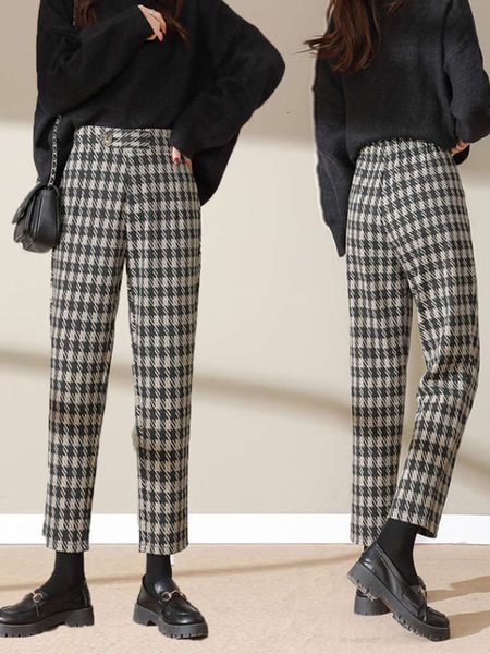 woolen plaid women's autumn and winter 2020 thickened british high waist slim loose straight tube harlan radish pants, Black;white
woolen plaid women's autumn and winter 2020 thickened british high waist slim loose straight tube harlan radish pants, Black;white