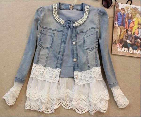 elegant floral lace denim jacket coat women casual short basic jacket beading patchwork slim jean jackets plus size 3xl, Black;brown
elegant floral lace denim jacket coat women casual short basic jacket beading patchwork slim jean jackets plus size 3xl, Black;brown
