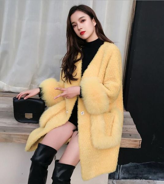 fur autumn and winter products sheep shearing coat women's mid-length particle lamb wool faux korean loose thick clothes, Black
fur autumn and winter products sheep shearing coat women's mid-length particle lamb wool faux korean loose thick clothes, Black
