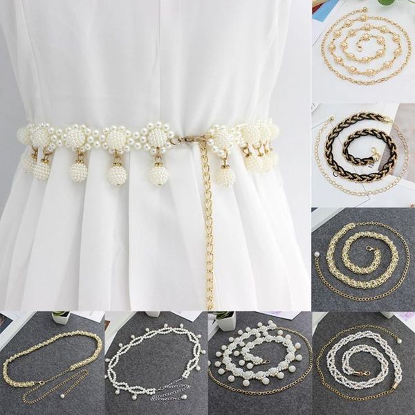 belts 1pc fashion female pearl belt waist elegant chain thin waistband dress strap women decoration clothing supplies, Black;brown
belts 1pc fashion female pearl belt waist elegant chain thin waistband dress strap women decoration clothing supplies, Black;brown