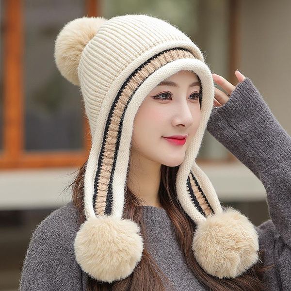 beanies winter skullies women three hairball knitting hat color block plus velvet keep warm earmuffs students leisure cap
beanies winter skullies women three hairball knitting hat color block plus velvet keep warm earmuffs students leisure cap