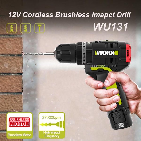 professiona electric drills worx wu131 12v brushless motor cordless drill screwdriver impact hammer 30n.m power tools
professiona electric drills worx wu131 12v brushless motor cordless drill screwdriver impact hammer 30n.m power tools