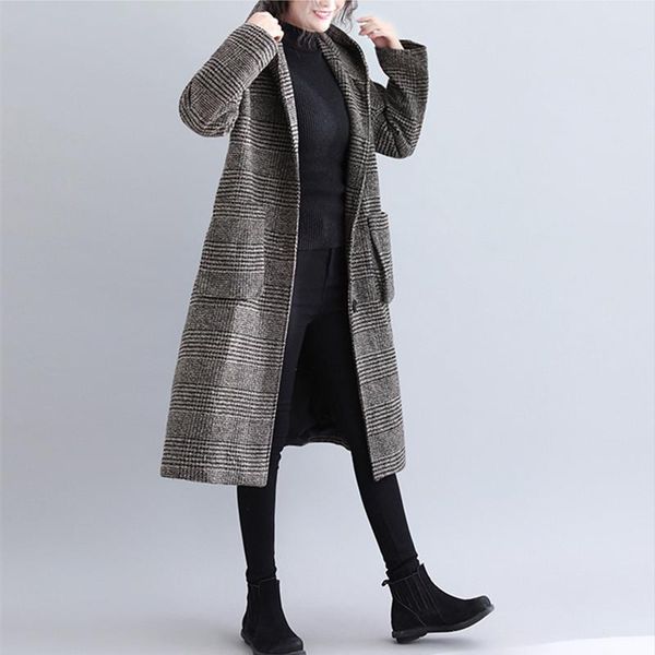women's wool & blends designed 2021 autumn winter korean version plus size woolen coat women houndstooth loose tweed hooded thicken gow, Black
women's wool & blends designed 2021 autumn winter korean version plus size woolen coat women houndstooth loose tweed hooded thicken gow, Black