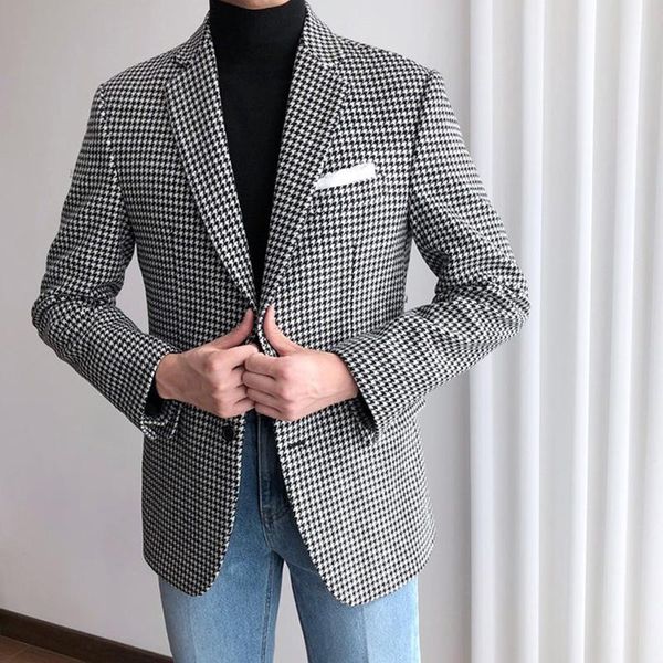 men's suits & blazers custom made wedding suit for men tailored black weave hounds tooth check groom wear, White;black
men's suits & blazers custom made wedding suit for men tailored black weave hounds tooth check groom wear, White;black