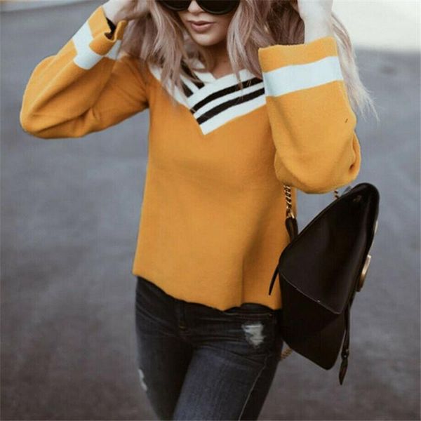 women's blouses & shirts 2021 autumn women long sleeve pullover casual loose lady tees sweatshirt stried v neck fashion, White
women's blouses & shirts 2021 autumn women long sleeve pullover casual loose lady tees sweatshirt stried v neck fashion, White