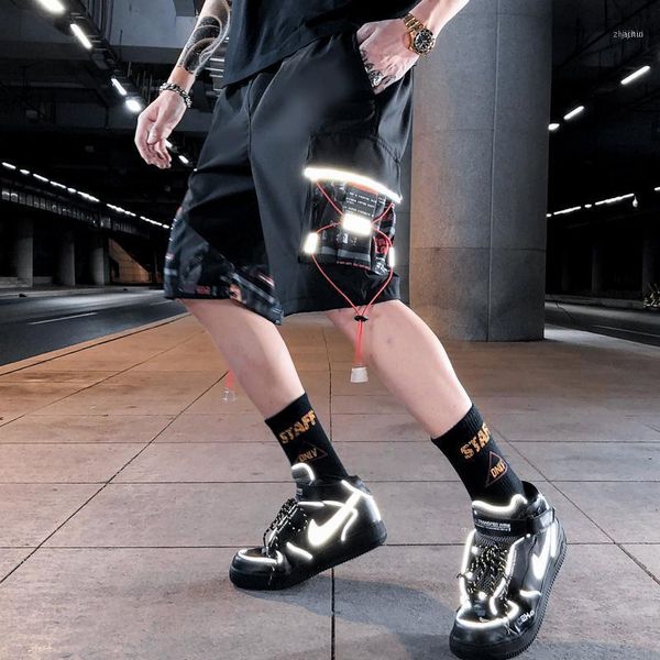 reflective cargo shorts mens hip hop casual summer streetwear loose male side pockets ribbon joggers short trousers men1, White;black
reflective cargo shorts mens hip hop casual summer streetwear loose male side pockets ribbon joggers short trousers men1, White;black