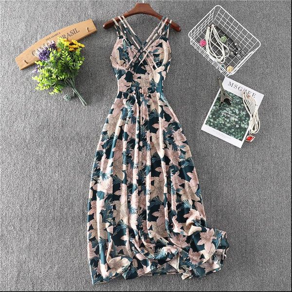 women floral print dress summer v neck backless long dresses female elegant bohemian party dress vestidos 2021, Black;gray
women floral print dress summer v neck backless long dresses female elegant bohemian party dress vestidos 2021, Black;gray