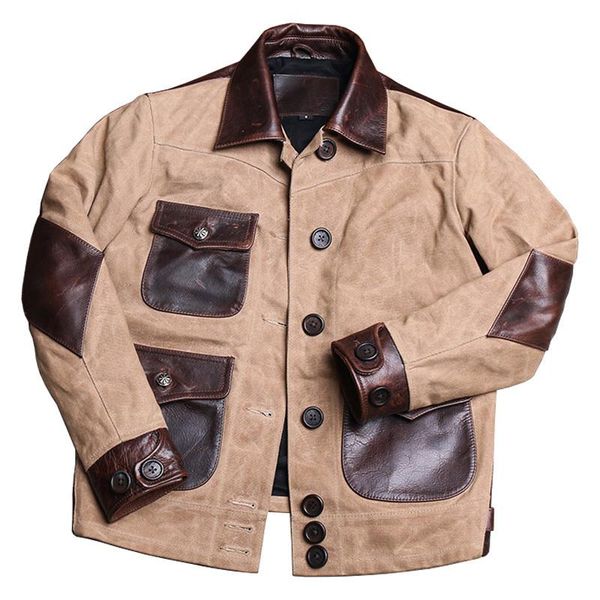 men's leather & faux 2021 light brown american casual spliced jacket large size xxxl genuine cowhide autumn slim fit coat, Black
men's leather & faux 2021 light brown american casual spliced jacket large size xxxl genuine cowhide autumn slim fit coat, Black