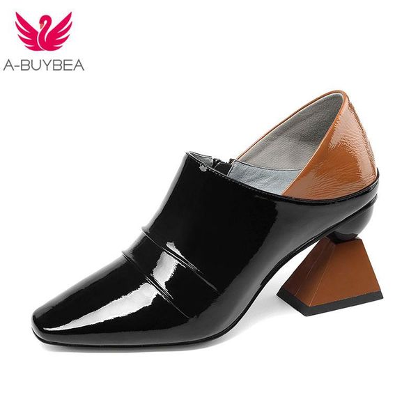 dress shoes unusual heel high pumps women square toe zip footwear patent leather female mules woman spring 2021, Black
dress shoes unusual heel high pumps women square toe zip footwear patent leather female mules woman spring 2021, Black