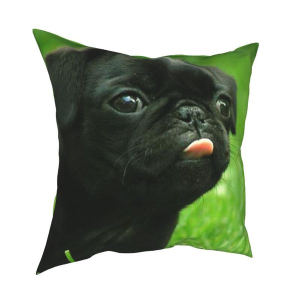 cushion/decorative pillow cute dog black pug pillowcase printing polyester cushion cover gift case sofa square 45*45cm covers