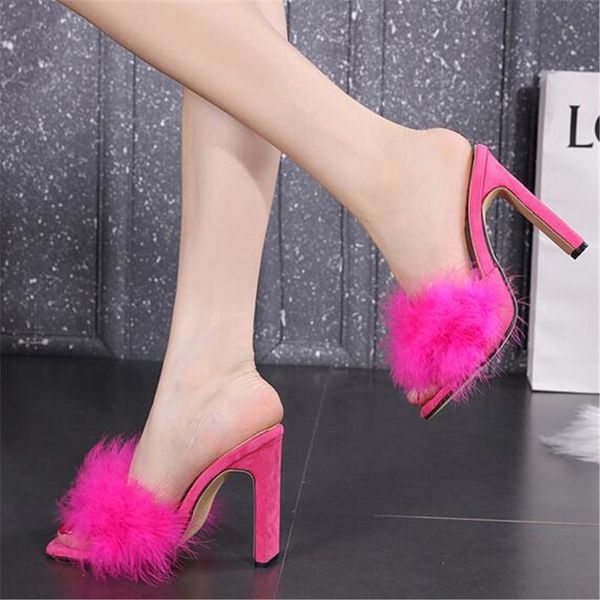 slippers fashion mules women feather ladies 11.5 cm high heels furry sandals square toe non-slip summer outdoor slides 35-41, Black
slippers fashion mules women feather ladies 11.5 cm high heels furry sandals square toe non-slip summer outdoor slides 35-41, Black