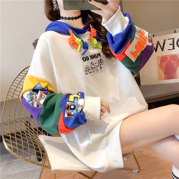 2021 spring new hooded sweatshirt women splicing long-sleeved wild letters cartoon printing loose d75x, Black
2021 spring new hooded sweatshirt women splicing long-sleeved wild letters cartoon printing loose d75x, Black