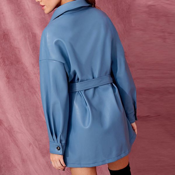 new 2021 women fashion blue pu leather short spring vintage long sleeve single-breasted a-line elegant outfits g37i, Black;gray
new 2021 women fashion blue pu leather short spring vintage long sleeve single-breasted a-line elegant outfits g37i, Black;gray