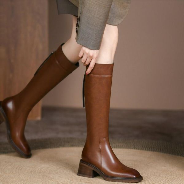 boots women genuine leather chunky high heels knee riding female winter warm thigh square toe pumps shoes casual, Black
boots women genuine leather chunky high heels knee riding female winter warm thigh square toe pumps shoes casual, Black