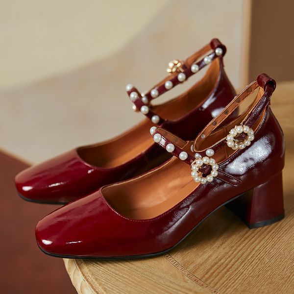 womens genuine leather ankle strap thick high heel square toe mary jane pumps elegant ladies korean style beading buckle shoes, Black
womens genuine leather ankle strap thick high heel square toe mary jane pumps elegant ladies korean style beading buckle shoes, Black