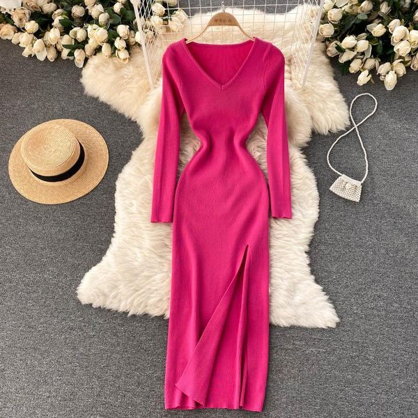 casual dresses long-sleeved v-neck slim dress autumn spring women's knitted sheath bottoming split sweater for female, Black;gray
casual dresses long-sleeved v-neck slim dress autumn spring women's knitted sheath bottoming split sweater for female, Black;gray