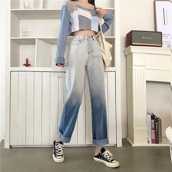 women's jeans autumn winter design sense gradient high waist straight loose wide leg pants, Blue
women's jeans autumn winter design sense gradient high waist straight loose wide leg pants, Blue