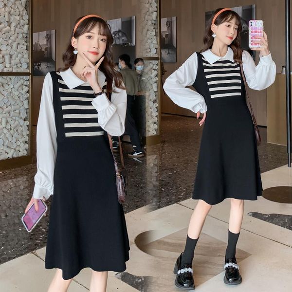 maternity dresses 5801# dress spring autumn long sleeves stripe turn down collar loose patchwork pregnant women mom, White
maternity dresses 5801# dress spring autumn long sleeves stripe turn down collar loose patchwork pregnant women mom, White