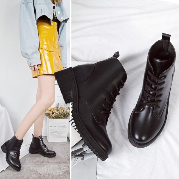 boots ankle round toe med motorcycle women solid fashion lace up casual punk ladies shoes, Black
boots ankle round toe med motorcycle women solid fashion lace up casual punk ladies shoes, Black