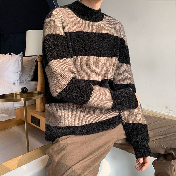 2021 new winter plus veet sweater men's warmth fashion retro casual knitted pullover men stripes sweaters mens clothes jxvy, White;black
2021 new winter plus veet sweater men's warmth fashion retro casual knitted pullover men stripes sweaters mens clothes jxvy, White;black