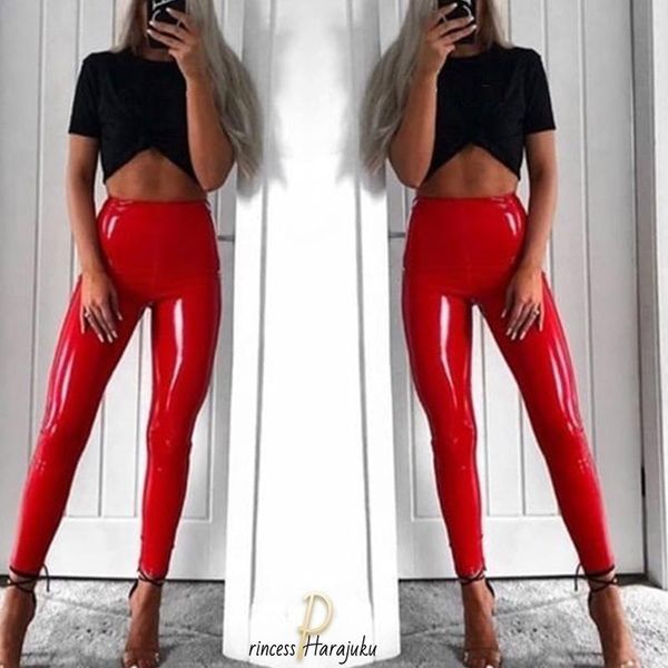 women's leggings gothic leather legging pants skinny elastic waist slim fitness ankle reflective leggins plus size women s-3xl, Black
women's leggings gothic leather legging pants skinny elastic waist slim fitness ankle reflective leggins plus size women s-3xl, Black