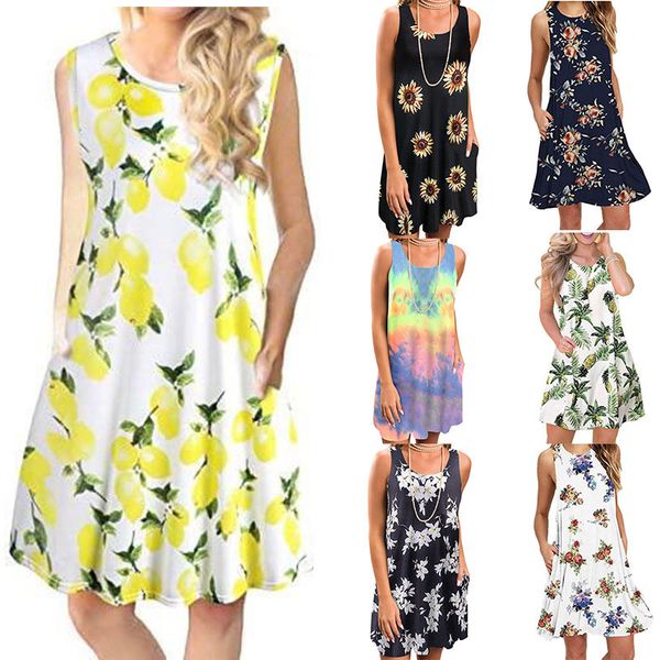 2021 summer new dress floral print sleeveless round neck loose dress for women, Black;gray
2021 summer new dress floral print sleeveless round neck loose dress for women, Black;gray