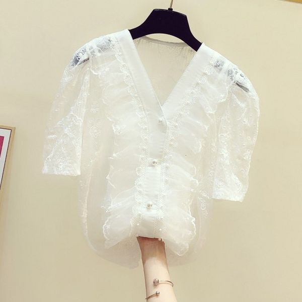 white lace shirt woman summer new temperament ruffled frisado v-neck short-sleeveblouse blusas mujer from mode 2021 0czv, Black
white lace shirt woman summer new temperament ruffled frisado v-neck short-sleeveblouse blusas mujer from mode 2021 0czv, Black