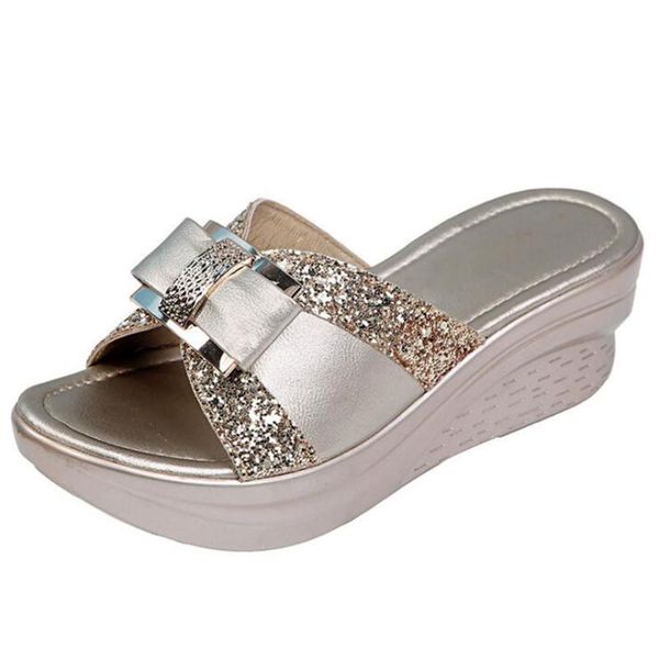 slippers summer women's shoes fashion bow platform wedges women outdoor leisure sequins buty damskie kl400, Black
slippers summer women's shoes fashion bow platform wedges women outdoor leisure sequins buty damskie kl400, Black