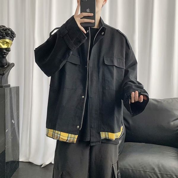 cool loose 2021 fashion spring autumn korean super fire fake two piece jacket for men, Black;brown
cool loose 2021 fashion spring autumn korean super fire fake two piece jacket for men, Black;brown