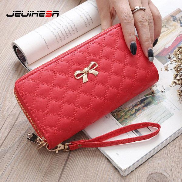 wallets women wallet leather coin purse pocket 2021 bow clutch bags double zipper ladies and casual handbag, Red;black
wallets women wallet leather coin purse pocket 2021 bow clutch bags double zipper ladies and casual handbag, Red;black