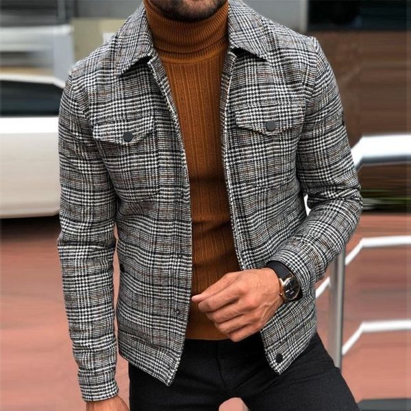 fashionable men's round neck lattice tight casual single breasted et, spring and autumn, Black;brown
fashionable men's round neck lattice tight casual single breasted et, spring and autumn, Black;brown