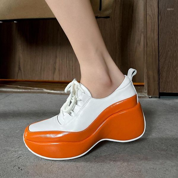 dress shoes platform woman genuine leather lace-up wedges color matching square toe increased casual single pumps zapatos, Black
dress shoes platform woman genuine leather lace-up wedges color matching square toe increased casual single pumps zapatos, Black