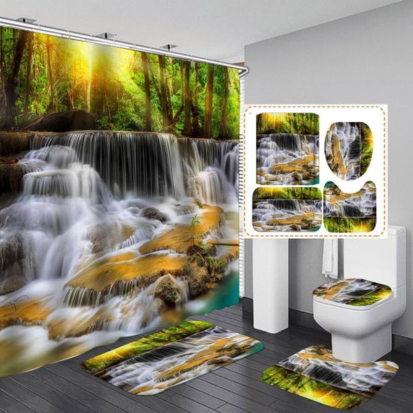 forest waterfall landscape print shower curtain toilet mat floor mat 4 piece set thick polyester bathroom shower curtains
forest waterfall landscape print shower curtain toilet mat floor mat 4 piece set thick polyester bathroom shower curtains
