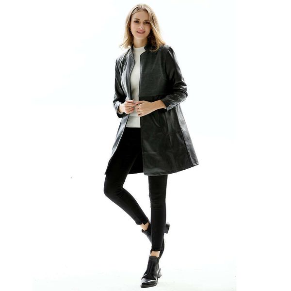 designerlarge winter 2021 new autumn women's black long and collar slim fitting leather coat jr1604
designerlarge winter 2021 new autumn women's black long and collar slim fitting leather coat jr1604