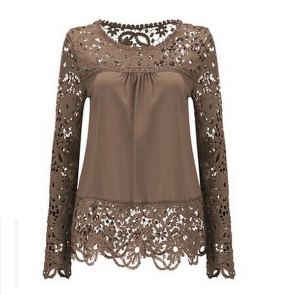 women's blouses & shirts clothes 5xl shirt chiffon blouse hollow lace splice women long sleeve casual blusas 62929, White
women's blouses & shirts clothes 5xl shirt chiffon blouse hollow lace splice women long sleeve casual blusas 62929, White